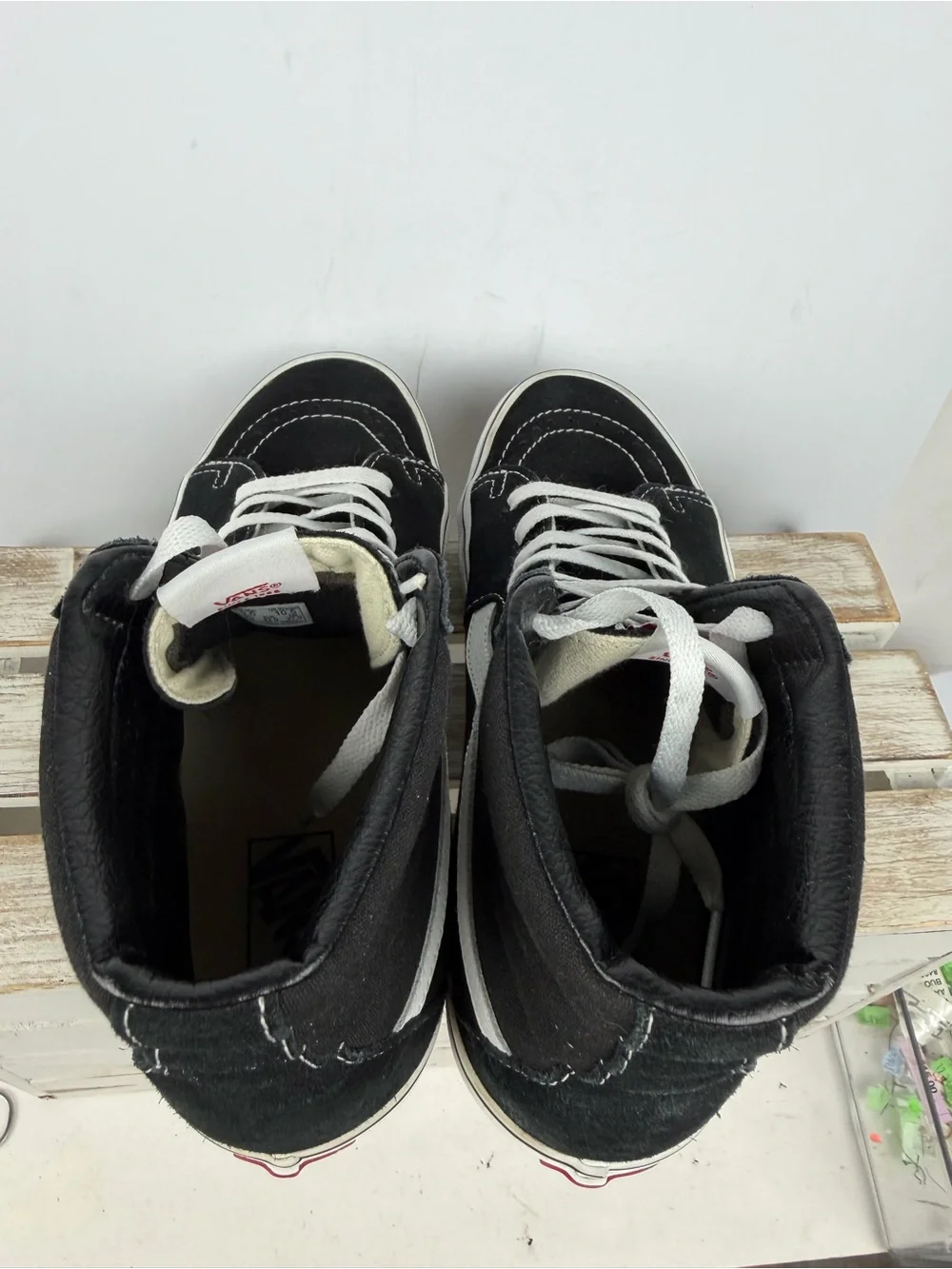 Vans Sk8-Hi high-top shoes black and white unisex sneakers size M9 W10.5